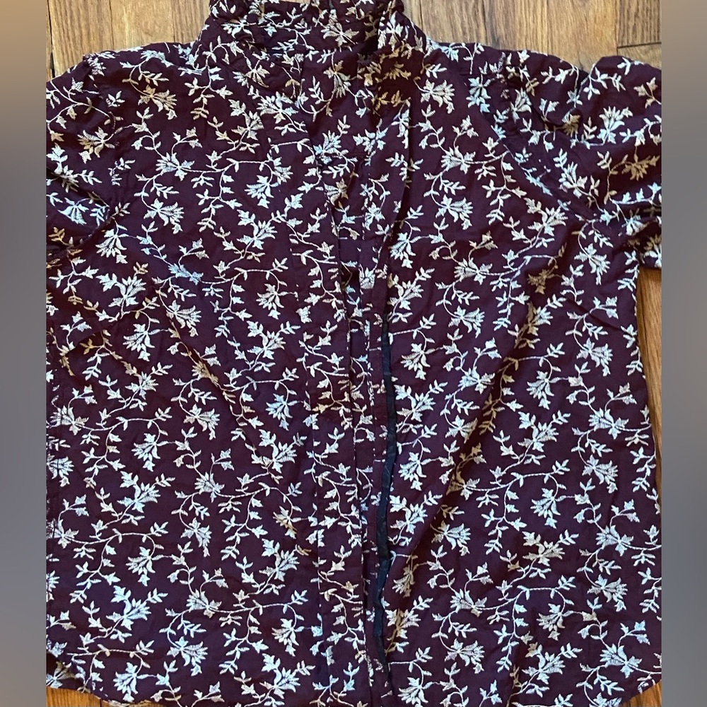 Ann Taylor red floral blouse, large